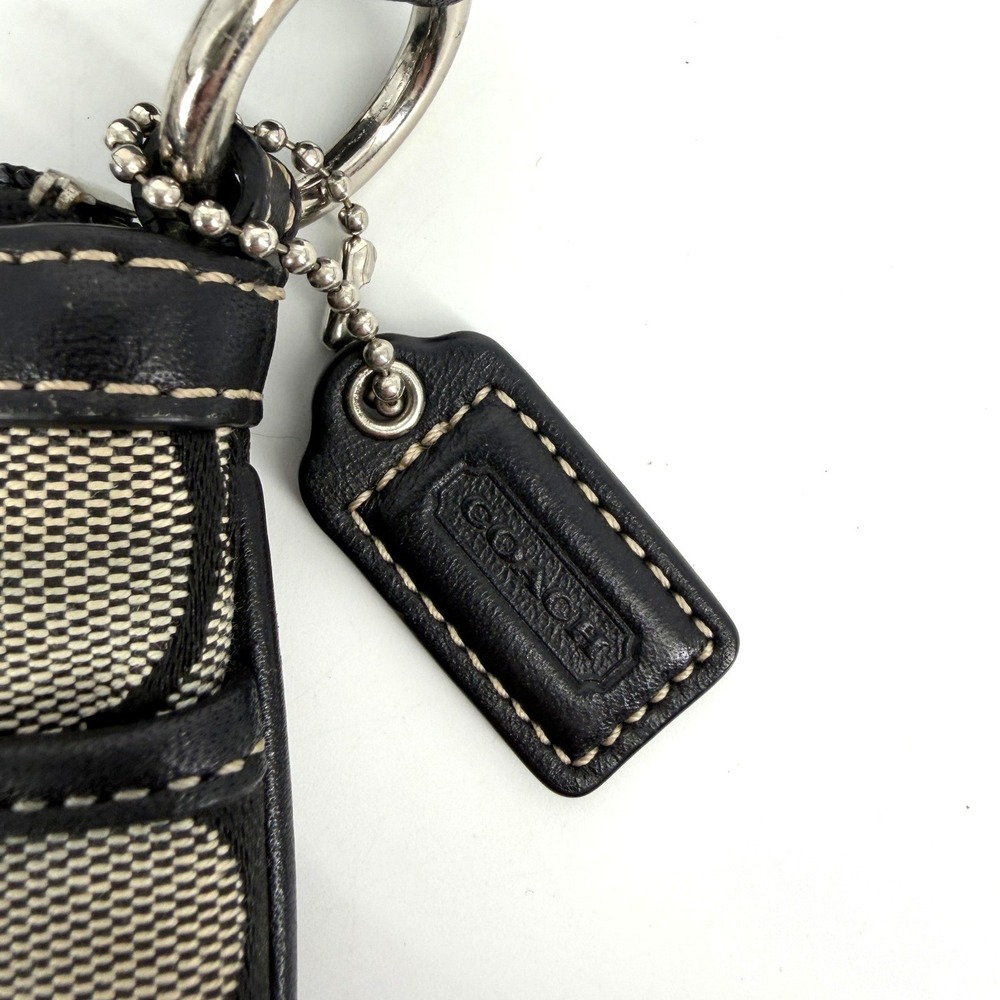 Coach Signature Jacquard North South Swingpack Crossbody Bag Black Vtg Leather - Picture 6 of 13